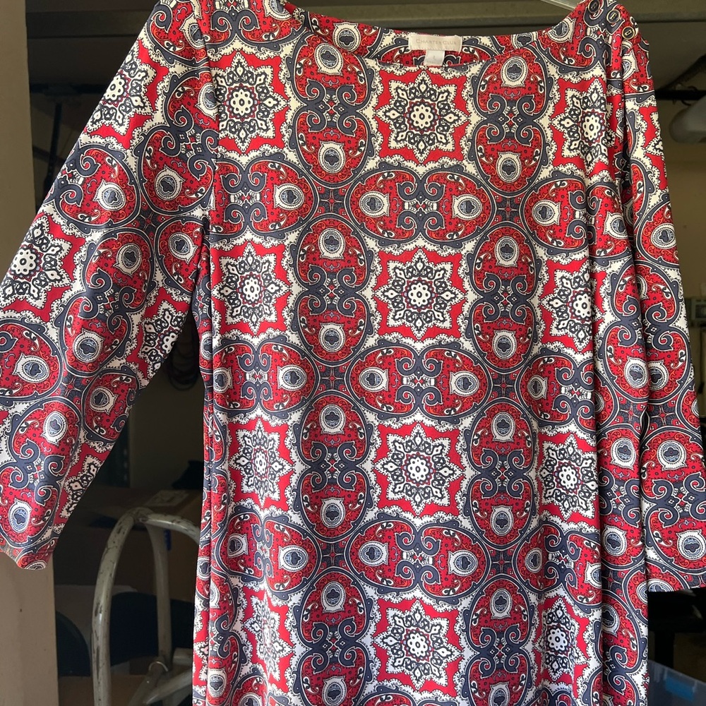 Charter Club Red and Blue Paisley Top